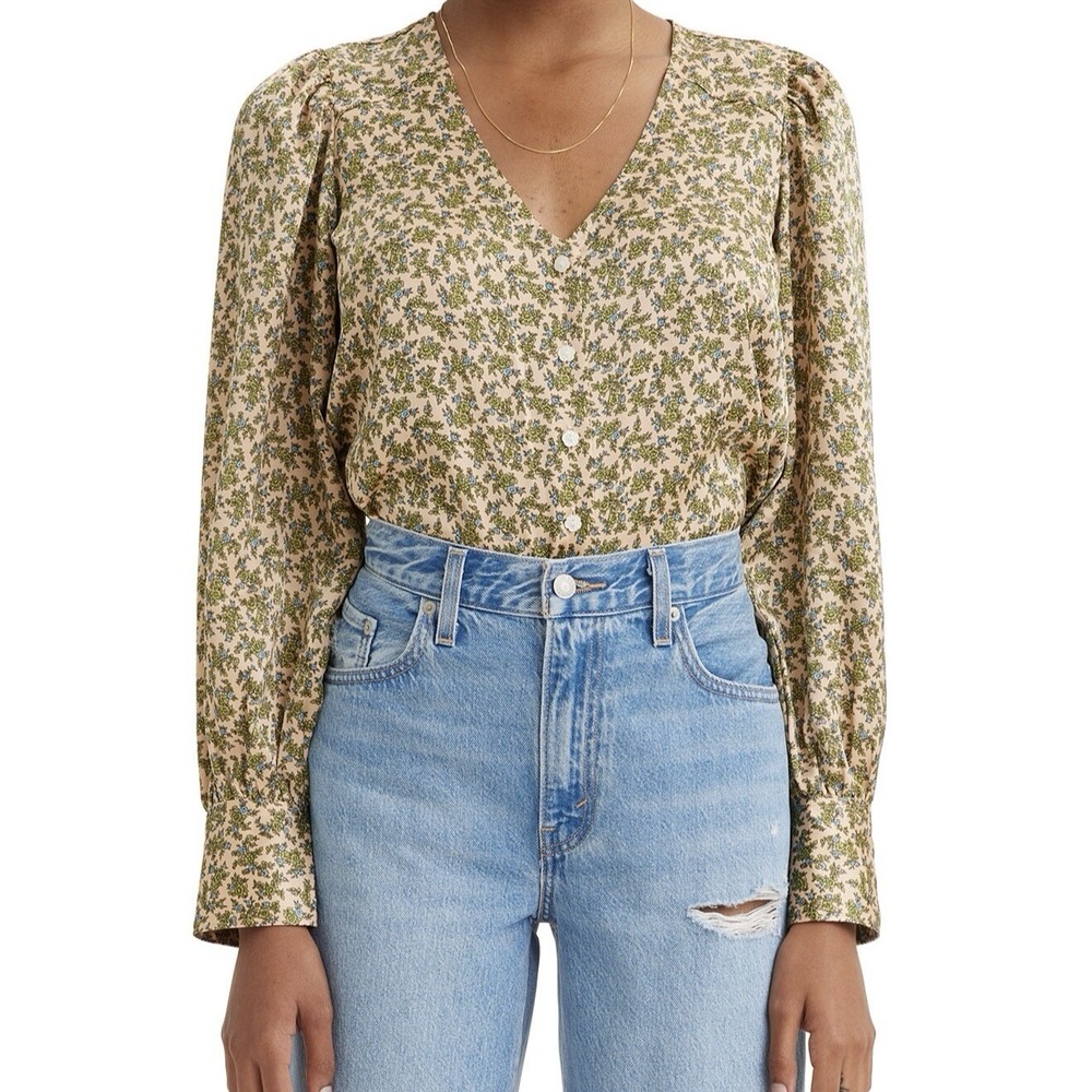 Levis‎ Women's "Kit" Top Shirt Size XS Floral Puff Sleeves Romantic Cottagecore